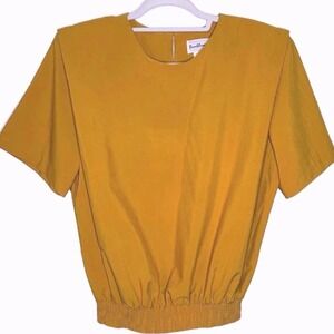 Vintage 1980s Mustsrd Yellow Tumbleweeds Blouse  Sz Large